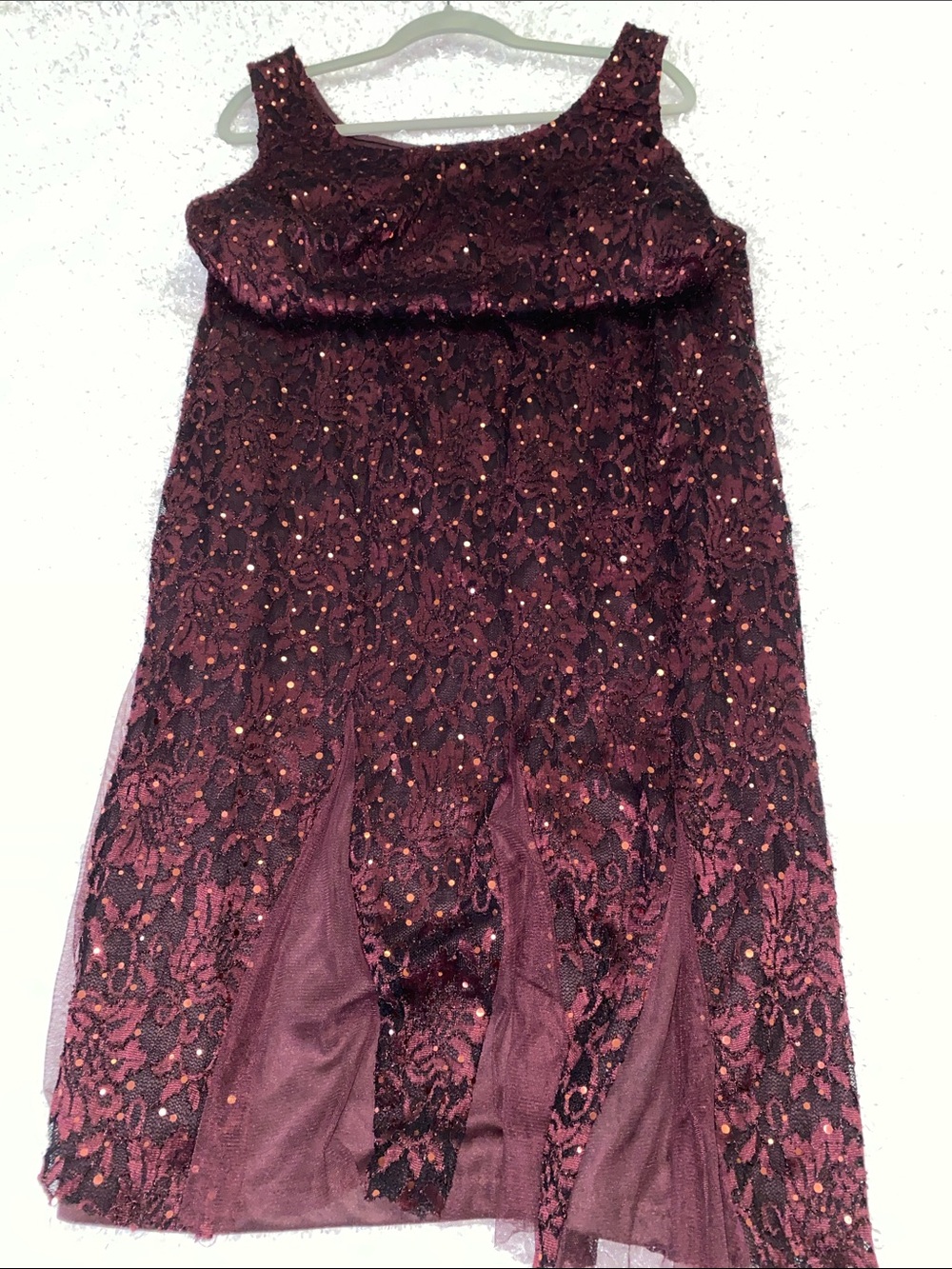Sparkling Burgundy Lace Party Dress